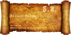 Bilicz Milán névjegykártya